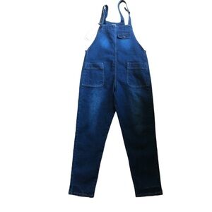 Soojun Casual Loose Fit Baggy Denim Bib Overall Sz M Cotton Stretch Blue Spring